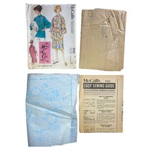 1960 McCalls Pattern #2433 Lounging Coat or Robe BLUE TRANSFER Small 10-12 UNCUT